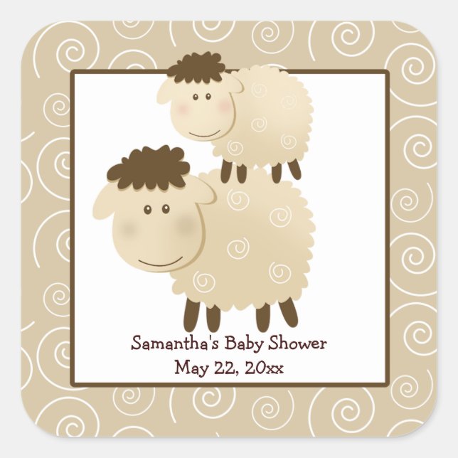 Baa Baa Sheep Neutral SQUARE Gefälligkeitsaufklebe Quadratischer Aufkleber (Vorderseite)