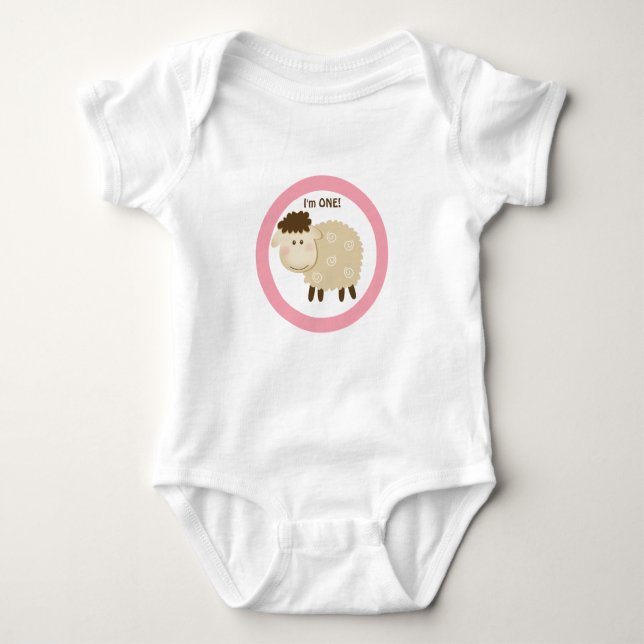 Baa Baa Sheep Pink Personalisiert Baby Strampler (Vorderseite)