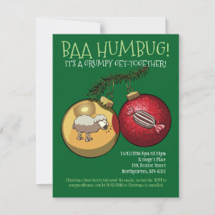 Baa Humbug Baubles Christmas Sheep & Candy Cartoon Einladung