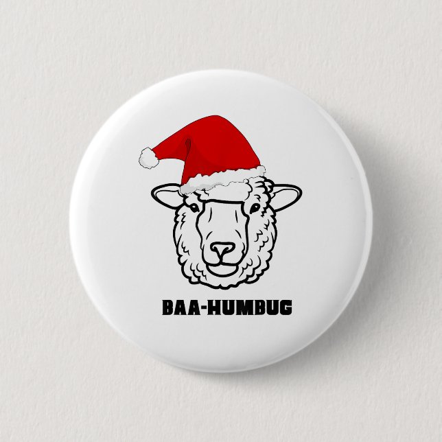 Baa-Humbug Christmas-Sheep Funny Niedlicher Bauer  Button (Vorderseite)