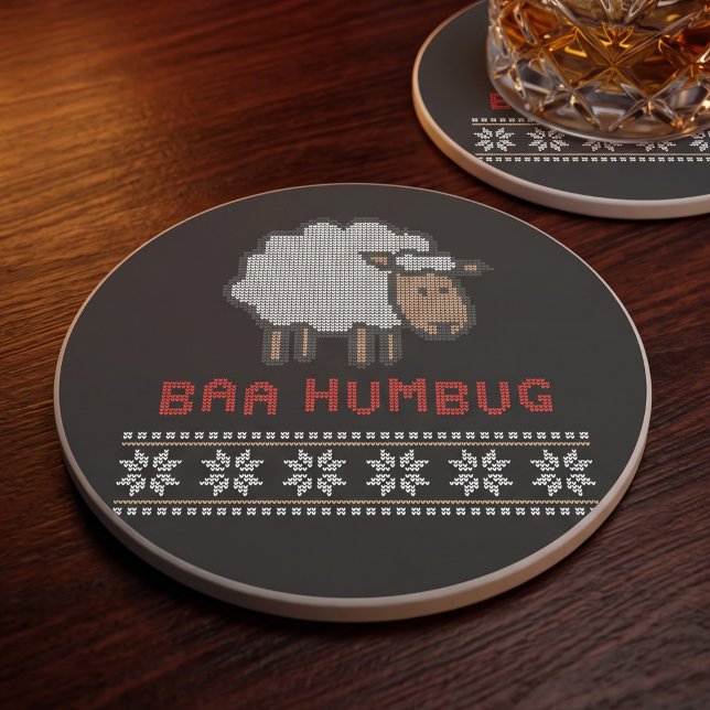 Baa Humbug Christmas Sheep Getränkeuntersetzer (Von Creator hochgeladen)