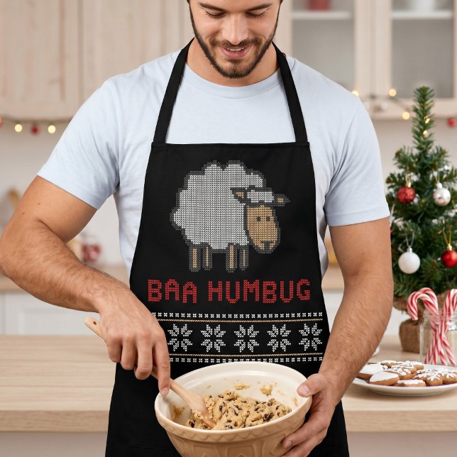 Baa Humbug Christmas Sheep | Ugy Sweater Style Schürze (Von Creator hochgeladen)