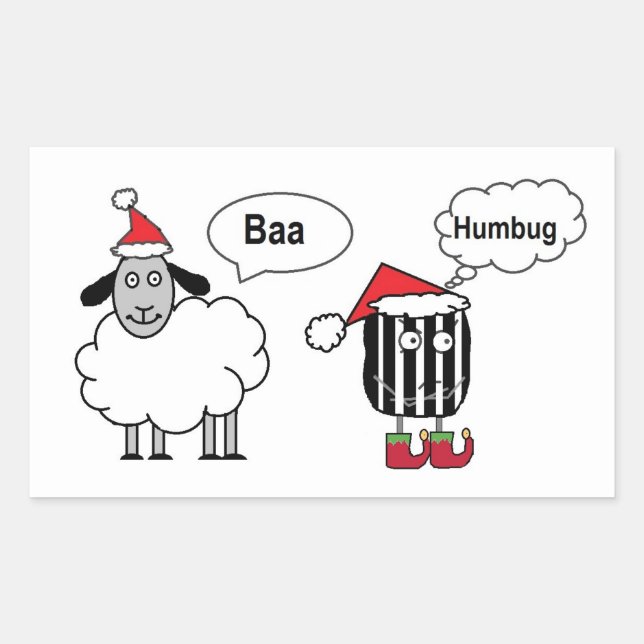 Baa Humbug Funny Festive Glossy Stickers (Vorderseite)