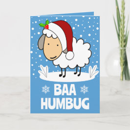Baa Humbug Schaf trägt einen Weihnachtsmann-Hut im Feiertagskarte