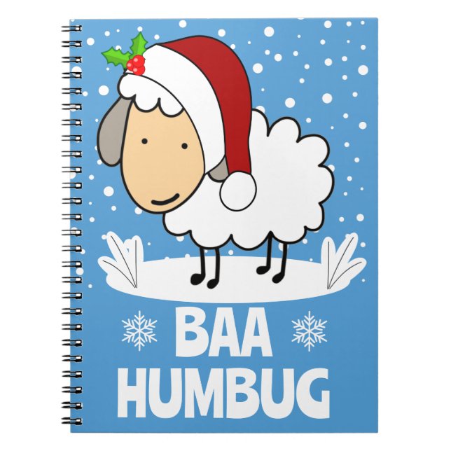 Baa Humbug Sheep Wearing A Santa Hat Holiday Notizblock (Vorderseite)