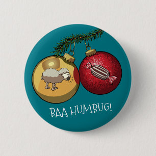 Baa Humbug Sheep Weihnachtsdekorationen Cartoon Button