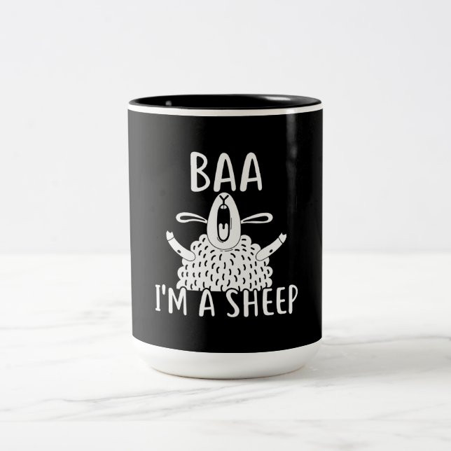 Baa, ich bin ein Schaf | Schafhalter vorhanden Zweifarbige Tasse (Mittel)