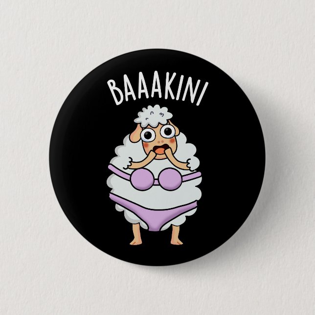 Baa-kini Funny Bikini Pun Dark BG Button (Vorderseite)