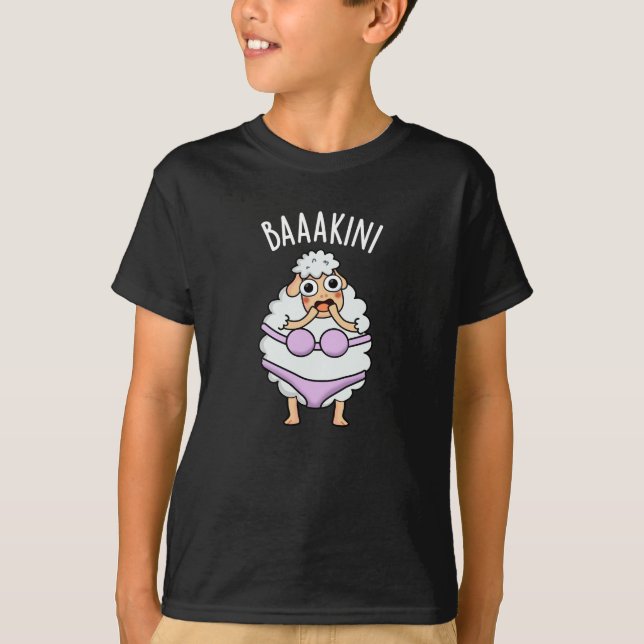 Baa-kini Funny Bikini Pun Dark BG T-Shirt (Vorderseite)