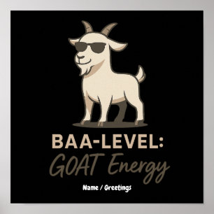 Baa-Level: ZIEGEN Energie Lustig Coole Ziegen-Witz Poster