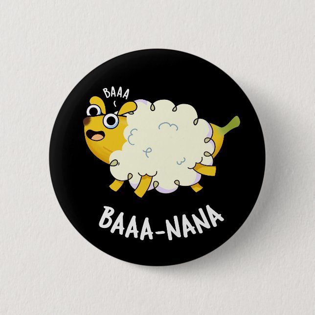 Baa-nana Funny Banana Pun Dark BG Button (Vorderseite)