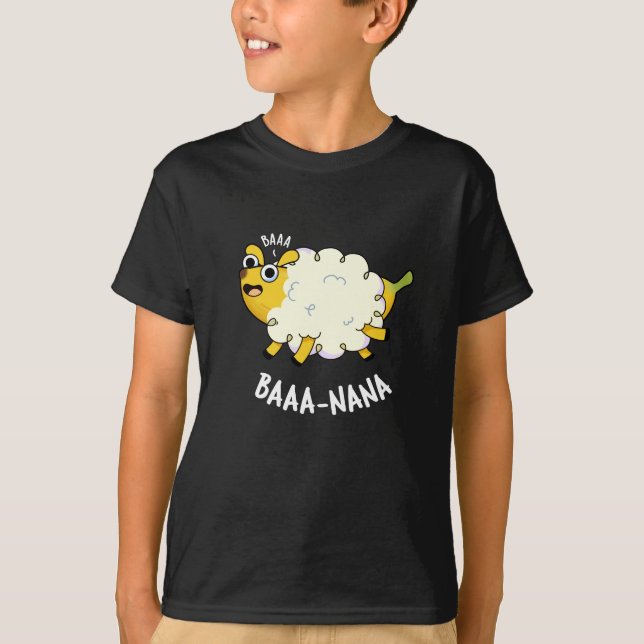 Baa-nana Funny Banana Pun Dark BG T-Shirt (Vorderseite)