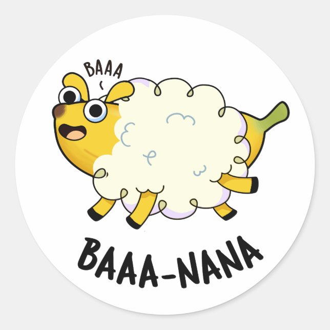 Baa-nana Funny Banana Pun Runder Aufkleber (Vorderseite)