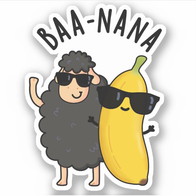 Baa-nana Funny Banana Puns Aufkleber (Vorderseite)