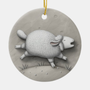 Baa Relief Niedlich Galloping Sheep Keramik Ornament