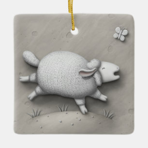 Baa Relief Niedlich Happy Sheep Keramikornament