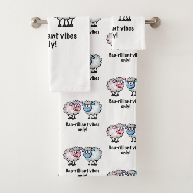 Baa-rilliant - Cute Cartoon Sheep Pair Badhandtuch Set (Insitu)