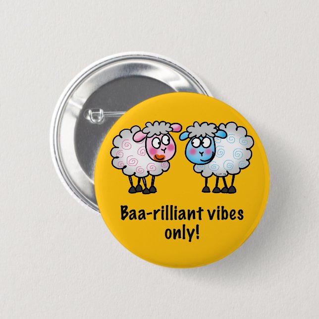 Baa-rilliant - Süßes Cartoon-Schaf-Paar Button (Vorne & Hinten)
