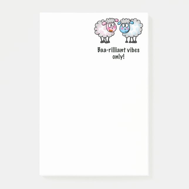 Baa-rilliant - Süßes Cartoon-Schaf-Paar Post-it Klebezettel (Vorderseite)