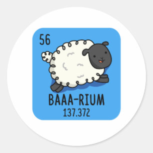 Baa-rium Funny Sheep Chemistry Pub Runder Aufkleber