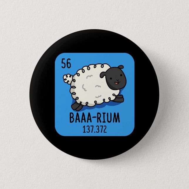 Baa-rium Funny Sheep Chemistry Pun Dark BG Button (Vorderseite)