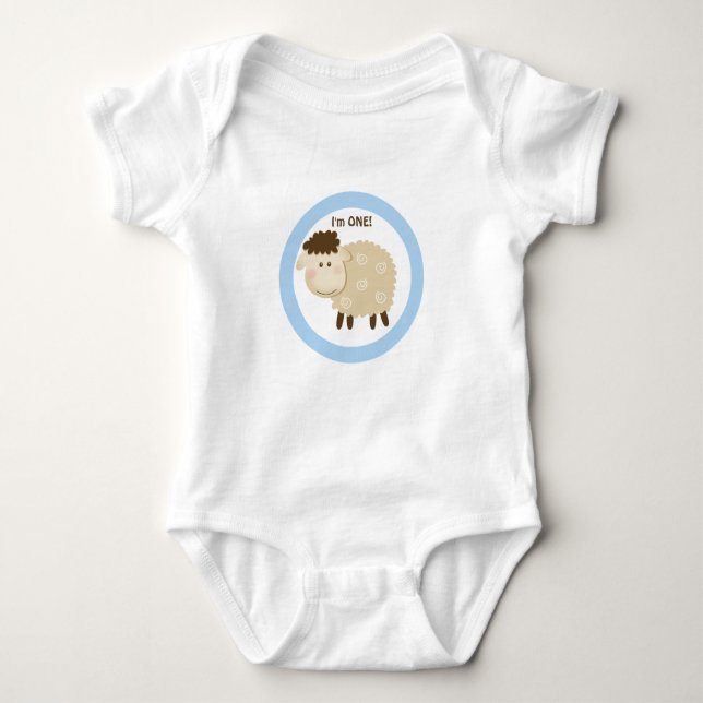 Baa Sheep Blue Personalisiert Baby Strampler (Vorderseite)