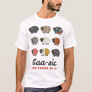 Baa-sisches lustiges Schaf-Pun-Filzmuster T-Shirt