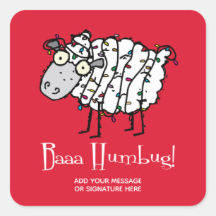 Baaa Bah Humbug Sheep Personalisiert Weihnachten Quadratischer Aufkleber