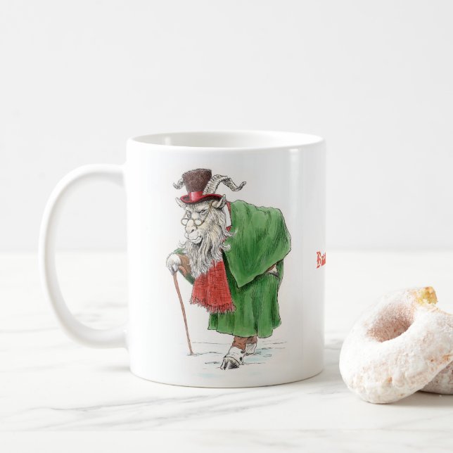 Baaa, Humbug! Ebeneezer Scrooge Ziegen-Tasse Kaffeetasse (Mit Donut)