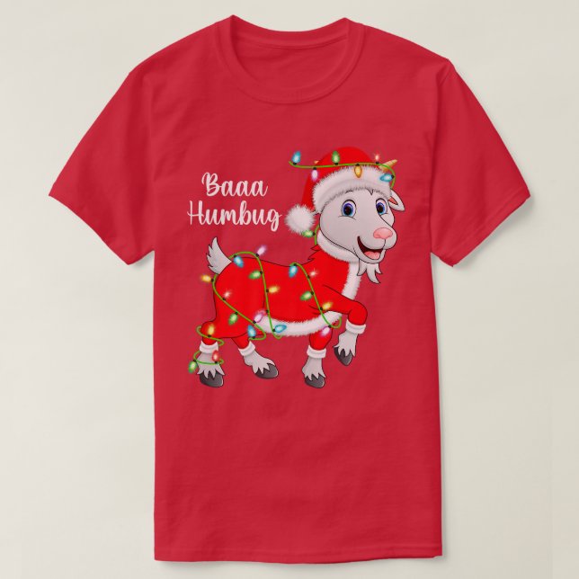Baaa Humbug Goat Lover Xmas Lights Santa Goat Chri T-Shirt (Design vorne)