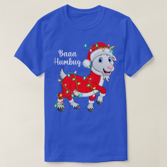 Baaa Humbug Goat Lover Xmas Lights Santa Goat Chri T-Shirt (Design vorne)