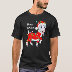 Baaa Humbug Goat Xmas Lights Santa Goat Weihnachte T-Shirt