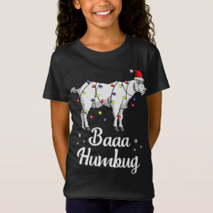 Baaa Humbug Ziege Weihnachtsmannmütze und Leuchtzi T-Shirt
