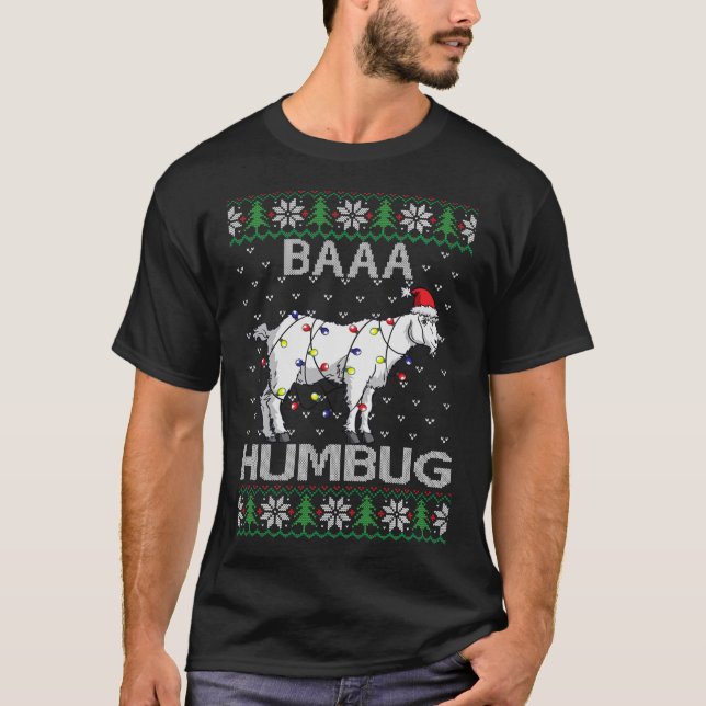 Baaa Humbug Ziege Weihnachtsmannmütze Weihnachtsbe T-Shirt (Vorderseite)