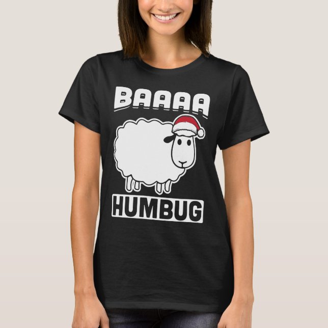 Baaaa Humbug Funny Sheep Anti Xmas Scrooge Grumpy T-Shirt (Vorderseite)