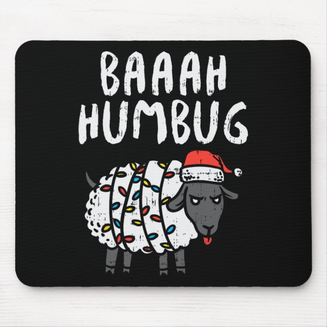 Baaah Humbug Sheep Xmas Lights Fun Anti Christmas Mousepad (Vorne)