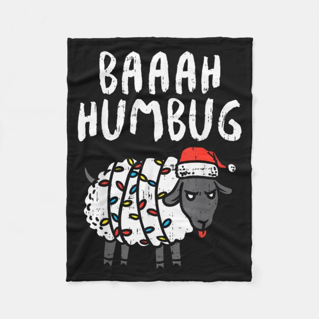 Baaah Humbug Sheep Xmas Lights Funny Anti Christma Fleecedecke (Vorderseite)
