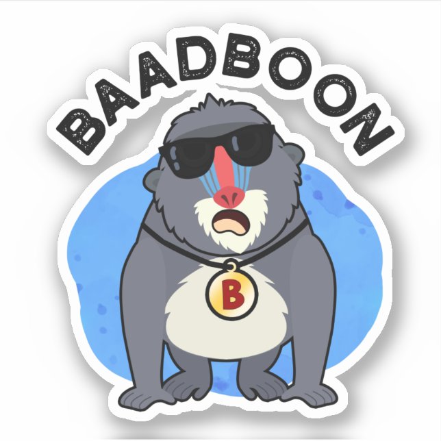 Baadboon Funny Bad Baboon Pun Aufkleber (Vorderseite)