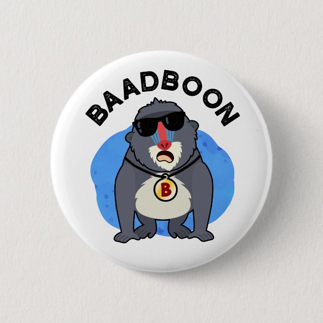 Baadboon Funny Bad Baboon Pun Button (Vorderseite)