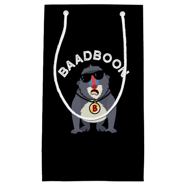 Baadboon Funny Bad Baboon Pun Dark BG Kleine Geschenktüte (Vorderseite)