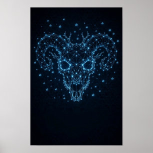 BAAL Gothic Widder-Schädel-Plakat — Dark Fantasy A Poster
