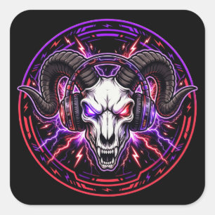 BAAL Livestream-Aufkleber — Neon-Totenkopf-Vinyl-A Quadratischer Aufkleber