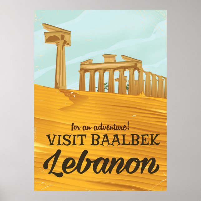 Baalbek Temple Libanon Vintage Reiseplakat Poster (Vorne)