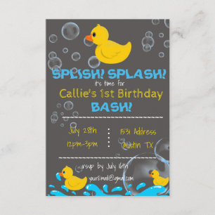Baath Time Rubber Ducky Geburtstag Einladung