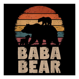 Baba Bear Vintag Retro Funny Vatertag Poster