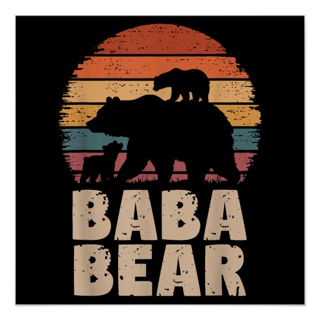 Baba Bear Vintag Retro Funny Vatertag Poster (Vorderseite)