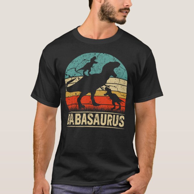 Baba Dinosaur T Rex Babasaurus 2 kids Family Match T-Shirt (Vorderseite)