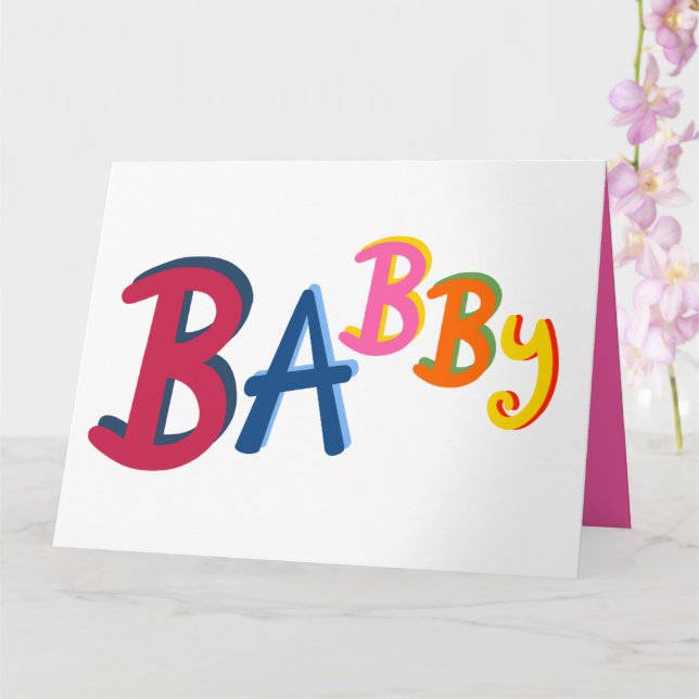 BABBY Black Country Worte Neue Babykarte Karte (Orchidee)