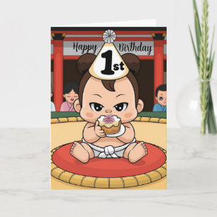 Babby Sumo Wrestler 1. Geburtstag Karte