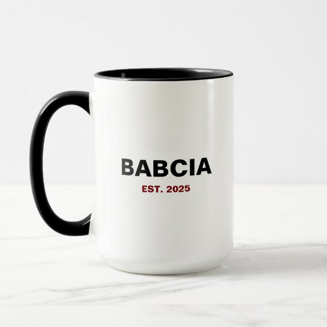 "Babcia Est. Jahr" - Das perfekte Oma-Geschenk Tasse (Links)